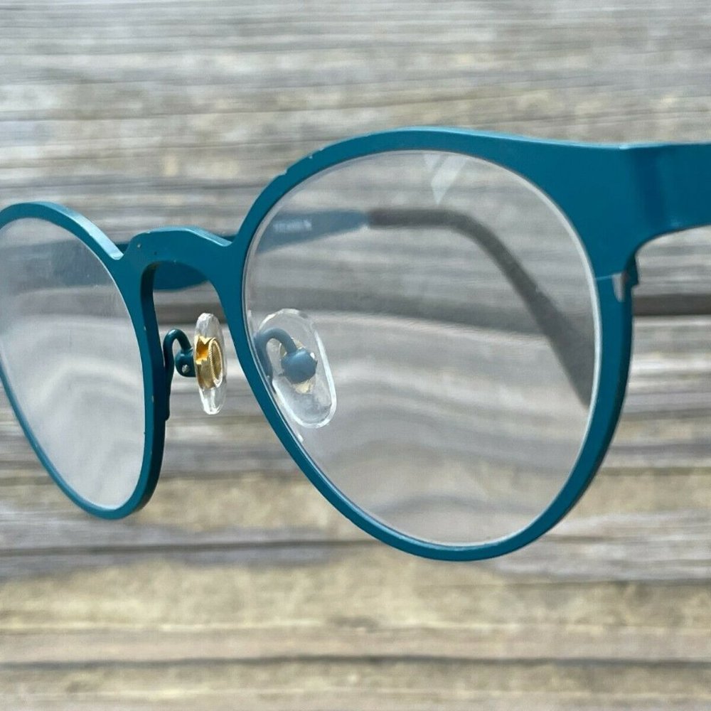 SEE Women Eyeglasses Frame Blue Tone Metal Glasses Frame 8216 Titanium 47[]22 14
